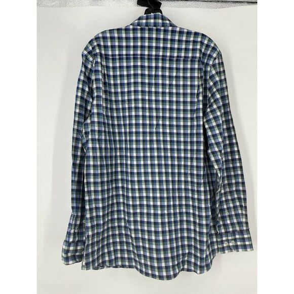 Southern Tide Classic Fit Checkered Collard Blue Green Button Shirt - Picture 2 of 6